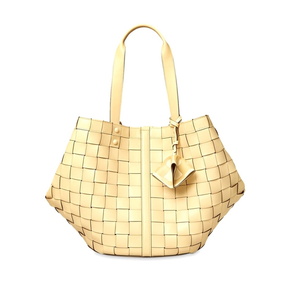 Tory Burch $1498 Sete Woven Tote in Buttermilk